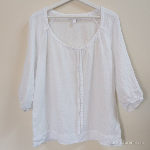 The White Company Tie-Neck 100% Linen Top – White – US 6 - Picture 4 of 15